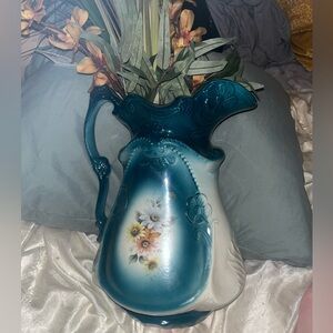 Floral Ceramic Pitcher Vase
